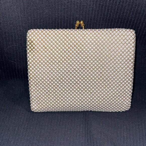 Vintage Whiting & Davis White Old Money Wedding Classy Metal Mesh Wallet Clutch - Picture 15 of 15